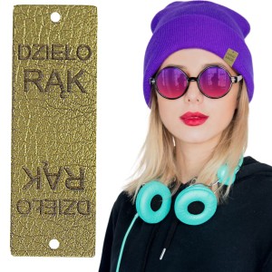 10X HANDMADE SKÓRZANE NASZYWKI METKI RĘKODZIEŁO