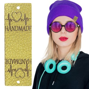 10X HANDMADE SKÓRZANE NASZYWKI METKI RĘKODZIEŁO
