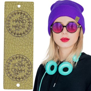 10X HANDMADE SKÓRZANE NASZYWKI METKI RĘKODZIEŁO