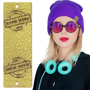 10X HANDMADE SKÓRZANE NASZYWKI METKI RĘKODZIEŁO