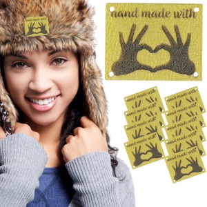 10X HANDMADE SKÓRZANE NASZYWKI METKI RĘKODZIEŁO