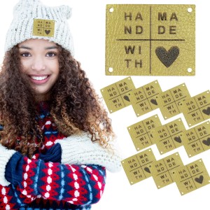 10X HANDMADE SKÓRZANE NASZYWKI METKI RĘKODZIEŁO