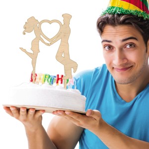 TOPPER NA TORT URODZINOWY WALENTYNKI PARA PIKER