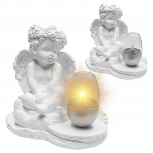 ZNICZ GIPSOWA FIGURKA NAGROBNA LAMPA SOLARNA Podstawka na Cmentarz GRÓB 