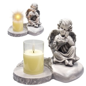 ZNICZ GIPSOWA FIGURKA NAGROBNA LAMPA LED 3XAAA