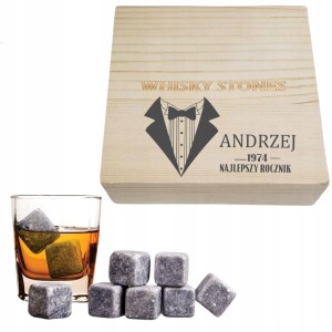 KAMIENIE LODOWE 12SZT KOSTKI LODU DO WHISKY PERSONALIZOWANE ETUI PREZENT