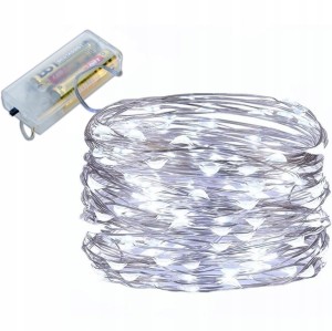 LAMPKI LED DRUCIK do Dekoracji GIRLANDA NA Baterie ZIMNY BIAŁY 20 LED