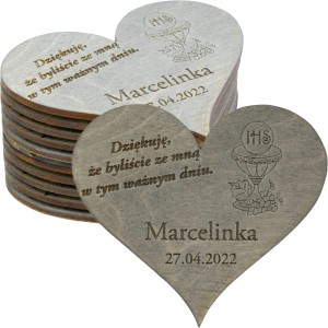 10x PODZIĘKOWANIE GOŚCI KOMUNIA SERCE MAGNES EKO