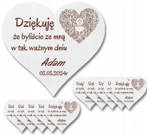 PODZIĘKOWANIA DLA GOŚCI PIERWSZA KOMUNIA MAGNES SERCE 10SZT