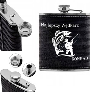 PERSONALIZOWANA PIERSIÓWKA METALOWA CZARNA STAL NIERDZEWNA 240ML PREZENT