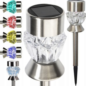 Lampa solarna led ogrodowa wbijana LAMPKA słupek kryształek RGB