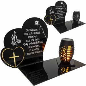 SOLARNY ZNICZ LED STATUETKA SERCE NA CMENTARZ dla Mamy Taty Babci Dziadka GRÓB DUŻA Dedykacja 
