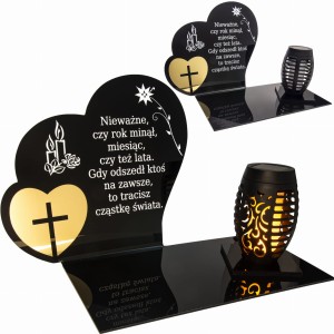 Piękny SOLARNY ZNICZ LED STATUETKA SERCE NA CMENTARZ GRÓB DUŻA Podstawka Ozdoba