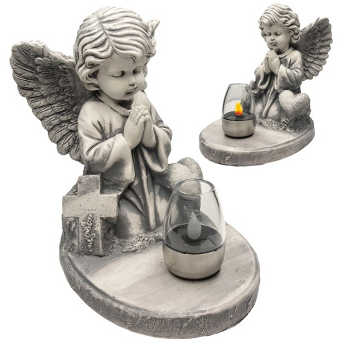 ZNICZ gipsowa figurka NAGROBNA LAMPA SOLARNA LED statuetka na grób