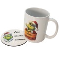 Zestaw Kubek i Podkładka pod kubek GRINCH zestaw świąteczny na stół białe
