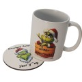 Zestaw Kubek i Podkładka pod kubek GRINCH zestaw świąteczny na stół białe