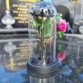 WIECZNA RÓŻA ŚWIECĄCA ZNICZ lampion LED dekoracja na grób na cmentarz