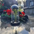 WIECZNA RÓŻA ŚWIECĄCA ZNICZ lampion LED dekoracja na grób na cmentarz