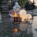 Znicz LED STATUETKA Złota NA CMENTARZ GRÓB DUŻA wieczna lampka nagrobna