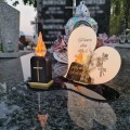 Znicz LED STATUETKA Złota NA CMENTARZ GRÓB DUŻA wieczna lampka nagrobna