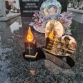 Znicz LED STATUETKA Złota NA CMENTARZ GRÓB DUŻA wieczna lampka nagrobna