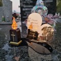 Znicz LED STATUETKA Złota NA CMENTARZ GRÓB DUŻA wieczna lampka nagrobna