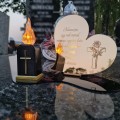 Znicz LED STATUETKA Złota NA CMENTARZ GRÓB DUŻA wieczna lampka nagrobna