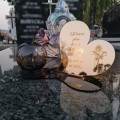 Znicz LED STATUETKA Złota NA CMENTARZ GRÓB DUŻA wieczna lampka nagrobna