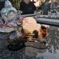 Znicz LED STATUETKA Złota NA CMENTARZ GRÓB DUŻA wieczna lampka nagrobna