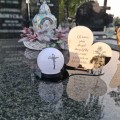 Znicz LED STATUETKA Złota NA CMENTARZ GRÓB DUŻA wieczna lampka nagrobna