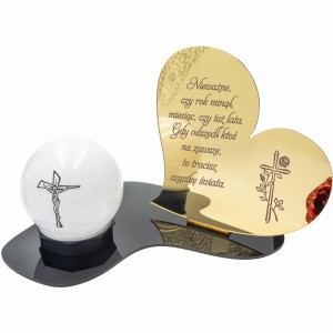 Znicz LED STATUETKA Złota NA CMENTARZ GRÓB DUŻA wieczna lampka nagrobna