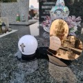 Znicz LED STATUETKA Złota NA CMENTARZ GRÓB DUŻA wieczna lampka nagrobna