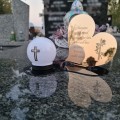 Znicz LED STATUETKA Złota NA CMENTARZ GRÓB DUŻA wieczna lampka nagrobna