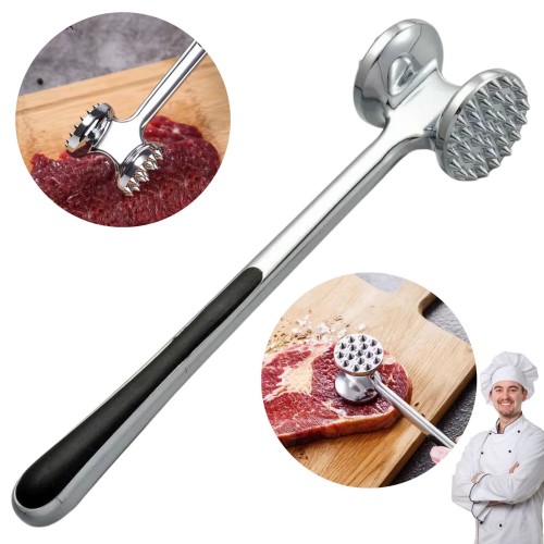 METALOWY TŁUCZEK DO MIĘSA STEKÓW Stalowy Młotek Dwustronny Ciężki 22cm