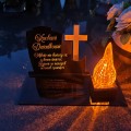 DEKORACJA na grób ZNICZ podstawka na cmentarz LAMPKA LED wieczna latarenka