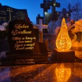 DEKORACJA na grób ZNICZ podstawka na cmentarz LAMPKA LED wieczna latarenka