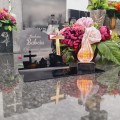 DEKORACJA na grób ZNICZ podstawka na cmentarz LAMPKA LED wieczna latarenka