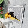 DEKORACJA na grób GRAWEROWANY ZNICZ podstawka na cmentarz RÓŻA DLA DZIADKÓW