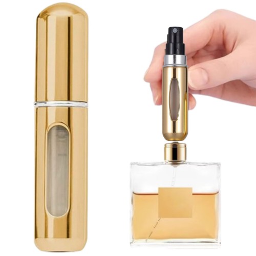 ATOMIZER PODRÓŻNY Z ROZPYLACZEM FLAKON Dozownik Do Perfum Złoty Kolor 5ml