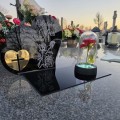 DEKORACJA na grób GRAWEROWANY ZNICZ podstawka na cmentarz RÓŻA DLA MĘŻA