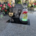 DEKORACJA na grób GRAWEROWANY ZNICZ podstawka na cmentarz RÓŻA DLA MĘŻA