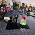 DEKORACJA na grób GRAWEROWANY ZNICZ podstawka na cmentarz RÓŻA DLA DZIADKÓW