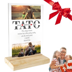 RAMKA ZE ZDJĘCIEM NA SZKLE DZIEŃ OJCA DLA TATY PERSONALIZOWANY PREZENT Imieniny Urodziny