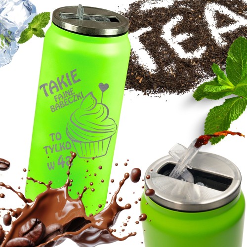 KUBEK TERMICZNY Termos PREZENT KLASOWY Dzień Kobiet Dla koleżanki z klasy   GRAP-039-SZ-N-GREEN