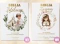 Pamiątka Komunia Chrzest BIBLIA PISMO ŚW nadruk z imieniem OD CHRZESTNEJ