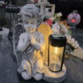 DUŻY ZNICZ GIPSOWA FIGURKA NAGROBNA LAMPA SOLARNA LED