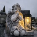 DUŻY ZNICZ GIPSOWA FIGURKA NAGROBNA LAMPA SOLARNA LED