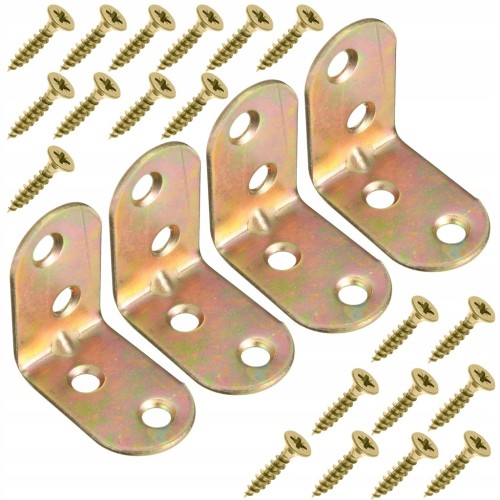 KĄTOWNIK MEBLOWY MONTAŻOWY Z PRZETŁOCZENIEM 20x20MM 8 SZT + WKRĘTY
