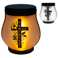 ZNICZ SOLARNY LED LAMPION NA GRÓB STATUETKA NA CMENTARZ RÓŻA KRZYŻ