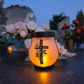 ZNICZ SOLARNY LED LAMPION NA GRÓB STATUETKA NA CMENTARZ RÓŻA KRZYŻ